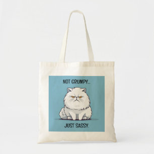 Grappige dikke Cartoon kat niet chagrijnig gewoon Tote Bag
