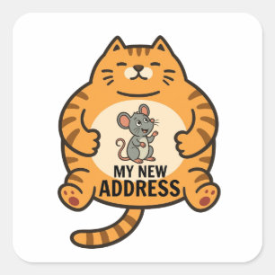 Grappige dikke kat- en muis sticker - Mijn nieuw a
