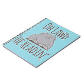 Grappige dikke kat hij het lezen van leuke katacht notitieboek (Linkerzijde)