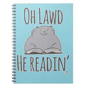Grappige dikke kat hij het lezen van leuke katacht notitieboek
