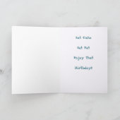 Grappige dikke kat in Paarse Pet Happy Birthday Kaart (Binnen)