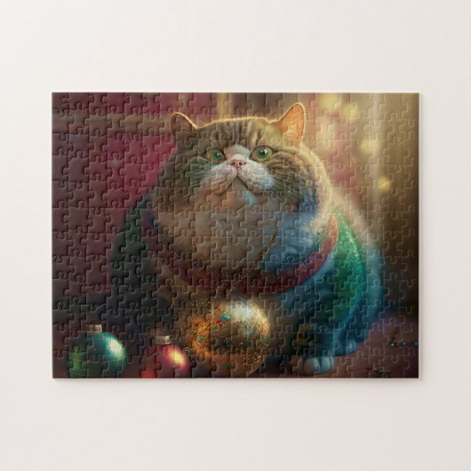 GRAPPIGE DIKKE KAT KERST JIGSAW PUZZEL (Horizontaal)