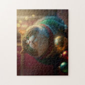 GRAPPIGE DIKKE KAT KERST JIGSAW PUZZEL (Verticaal)