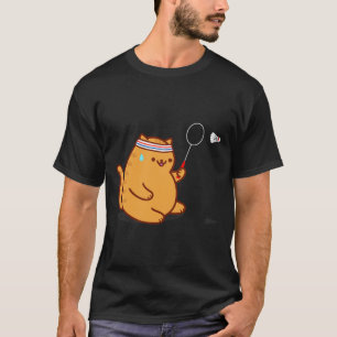 Grappige dikke kat spelen Dominton T-shirt
