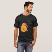 Grappige dikke kat spelen Dominton T-shirt (Voorkant volledig)