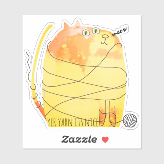 Grappige dikke kat spelen met garen breien haakwer sticker (Vel)