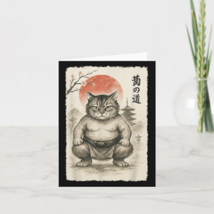 Grappige dikke kat sumoworstelaar sumi-e japanse k kaart