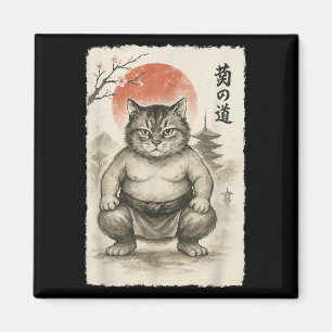 Grappige dikke kat sumoworstelaar sumi-e japanse k magneet