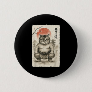 Grappige dikke kat sumoworstelaar sumi-e japanse k ronde button 5,7 cm