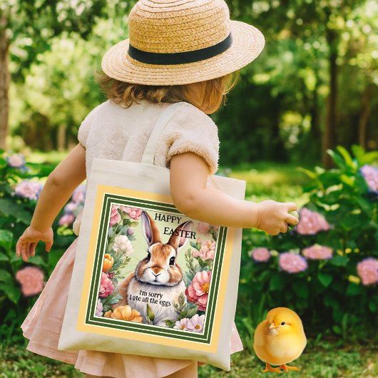 Grappige dikke paashaas eierjacht tote bag