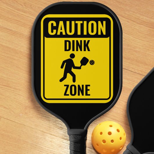 Grappige Dink Zone waarschuwingsteken Geel & Zwart Pickleball Paddle