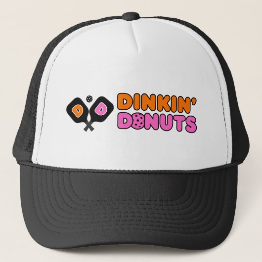 Grappige Dinkin Donuts Dinken Pickleball Paddle Trucker Pet (Voorkant)