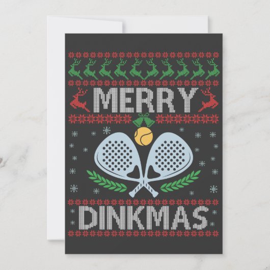 Grappige Dinkmas Lelijke Kersttrui Pickleball Kaart (Voorkant)