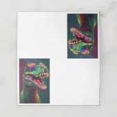 Grappige Dino gevouwen plaats kaart Plaatskaartje (Buitenkant ongevouwen)