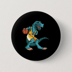 Grappige Dino Speelt Sketll T-rex Liefhebber Spele Ronde Button 5,7 Cm