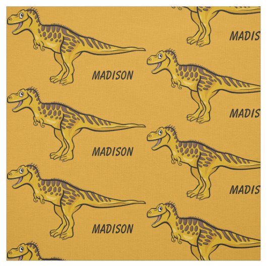 Grappige Dinosaur aangepaste naam & kleur stof (Swatch)