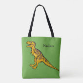 Grappige Dinosaur aangepaste naam & kleur zakken Tote Bag (Achterkant)