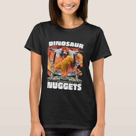 Grappige Dinosaur Chicken Nugget Bootleg Hardcore T-shirt (Voorkant)