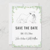 Grappige Dinosaur Huwelijk Groene Save The Date (Voorkant)