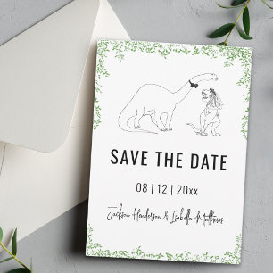 Grappige Dinosaur Huwelijk Groene Save The Date