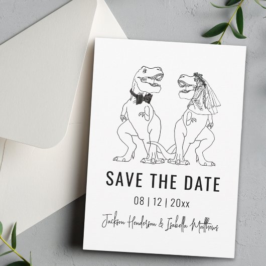 Grappige Dinosaur Huwelijk Save The Date