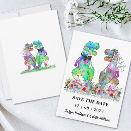 Grappige Dinosaur Huwelijk Save The Date