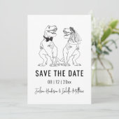 Grappige Dinosaur Huwelijk Save The Date (Staand voorkant)
