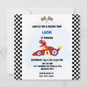 Grappige Dinosaur raceauto jongen kinderen Verjaar Kaart (Voorkant)