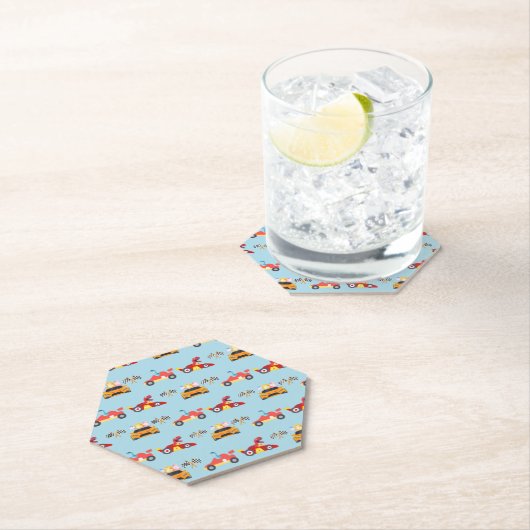 Grappige Dinosaur raceauto jongen kinderen Verjaar Kartonnen Onderzetters (Insitu)