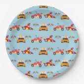 Grappige Dinosaur raceauto jongen kinderen Verjaar Papieren Bordje (Voorkant)