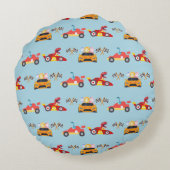 Grappige Dinosaur raceauto jongen kinderen Verjaar Rond Kussen (Achterkant)