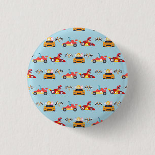 Grappige Dinosaur raceauto jongen kinderen Verjaar Ronde Button 3,2 Cm