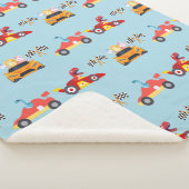 Grappige Dinosaur raceauto jongen kinderen Verjaar Sherpa Deken (3/4)