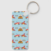 Grappige Dinosaur raceauto jongen kinderen Verjaar Sleutelhanger (Achterkant)