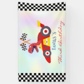 Grappige Dinosaur raceauto jongen kinderen Verjaar Spandoek (Verticaal)