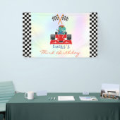 Grappige Dinosaur raceauto jongen kinderen Verjaar Spandoek (Beurs)