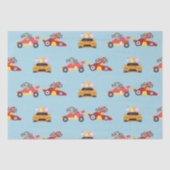 Grappige Dinosaur raceauto jongen kinderen Verjaar Tissuepapier (Voorkant)
