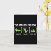 Grappige Dinosaur Sport Gym Bench Press Pull-ups P Kaart (Gele Bloem)