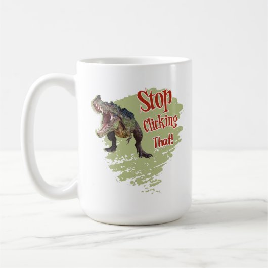 Grappige Dinosaur Stop Klikken Koffiemok (Links)