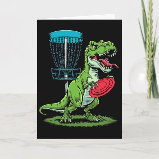 Grappige Dinosaur T-rex Disc Golf Speler Sket Golf Kaart (Voorkant)