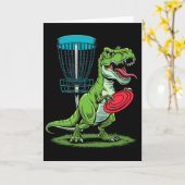 Grappige Dinosaur T-rex Disc Golf Speler Sket Golf Kaart (Gele Bloem)