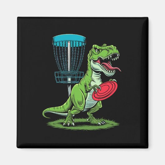 Grappige Dinosaur T-rex Disc Golf Speler Sket Golf Magneet (Voorkant)