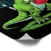 Grappige Dinosaur T-rex Disc Golf Speler Sket Golf Poster (Hoek)