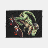 Grappige Dinosaur T Rex Op Skateboard Skateboarden Fleece Deken (Voorkant (Horizontaal))