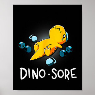 Grappige Dinosaur Workout Gym Fitness Tillen  Poster