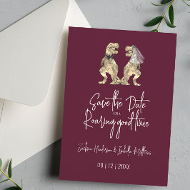 Grappige Dinosaurier Bruid en Bruidegom Huwelijk B Save The Date
