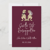 Grappige Dinosaurier Bruid en Bruidegom Huwelijk B Save The Date (Voorkant)