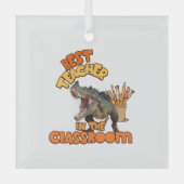 Grappige Dinosaurius Kunstleraar Creatieve Klaslok Glas Ornament (Voorkant)