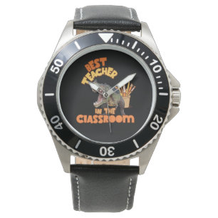 Grappige Dinosaurius Kunstleraar Creatieve Klaslok Horloge