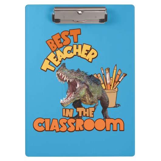 Grappige Dinosaurius Kunstleraar Creatieve Klaslok Klembord (Voorkant)